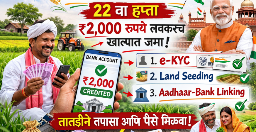 पीएम किसान योजनेचा २२ वा हप्ता तपासत असलेला शेतकरी