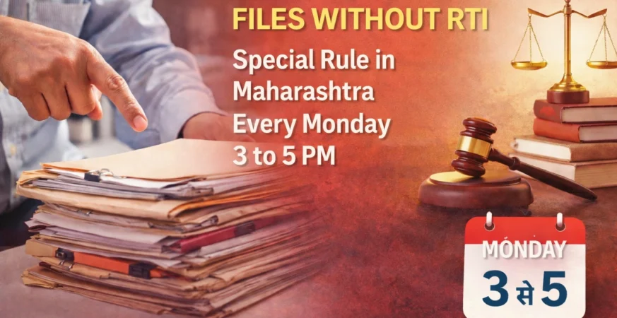 RTI शिवाय सोमवारी 3 ते 5 शासकीय फाईल पाहण्याचा महाराष्ट्र शासन निर्णय
