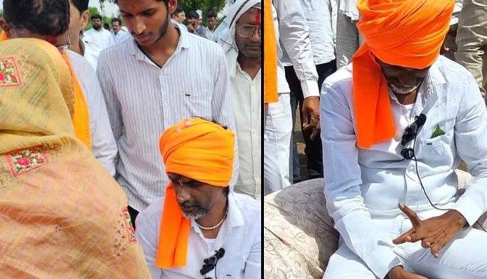 मनोज जरांगे पाटील मराठा आरक्षणासाठी आमरण उपोषण करताना